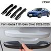 For Honda 11th Gen Civic -2025, 4Pcs Carbon Fiber Chrome Door Handle Cover, Scratch Protective Exterior Car Accessories