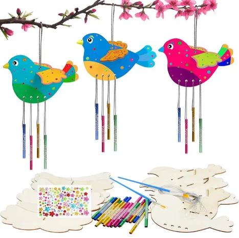 

Children s Wind Chime Kit – 3D Rotating DIY Wooden Easter Decoration Craft Set with Painting holiday gift L