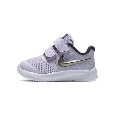 Star Runner 2 Hook and Loop Slip Resistant Abrasion Resistant Low Top Casual Running Shoes Light Purple Silver AT1803-502