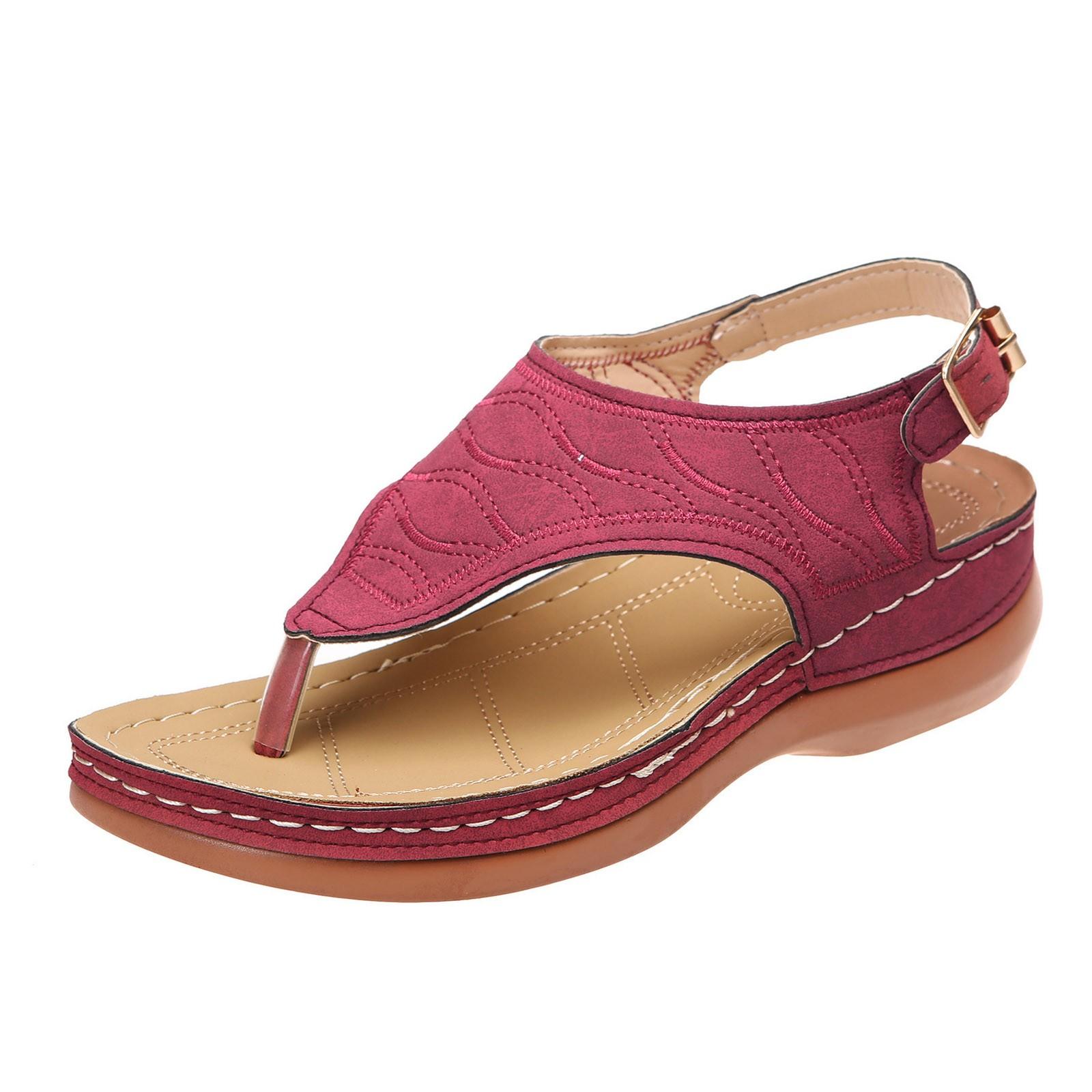 

Модные женские по цвету износостойкие повседневные сандалии на танкетке с открытым носком летняя обувь 37 винный