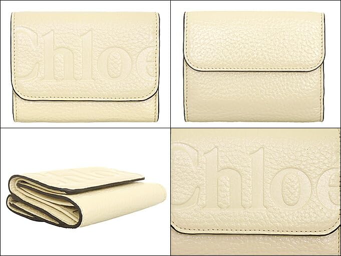 Chloe CHC24WP451 O21 Sweet Beige Leather Small Trifold Wallet for Women [Brand] [Used]
