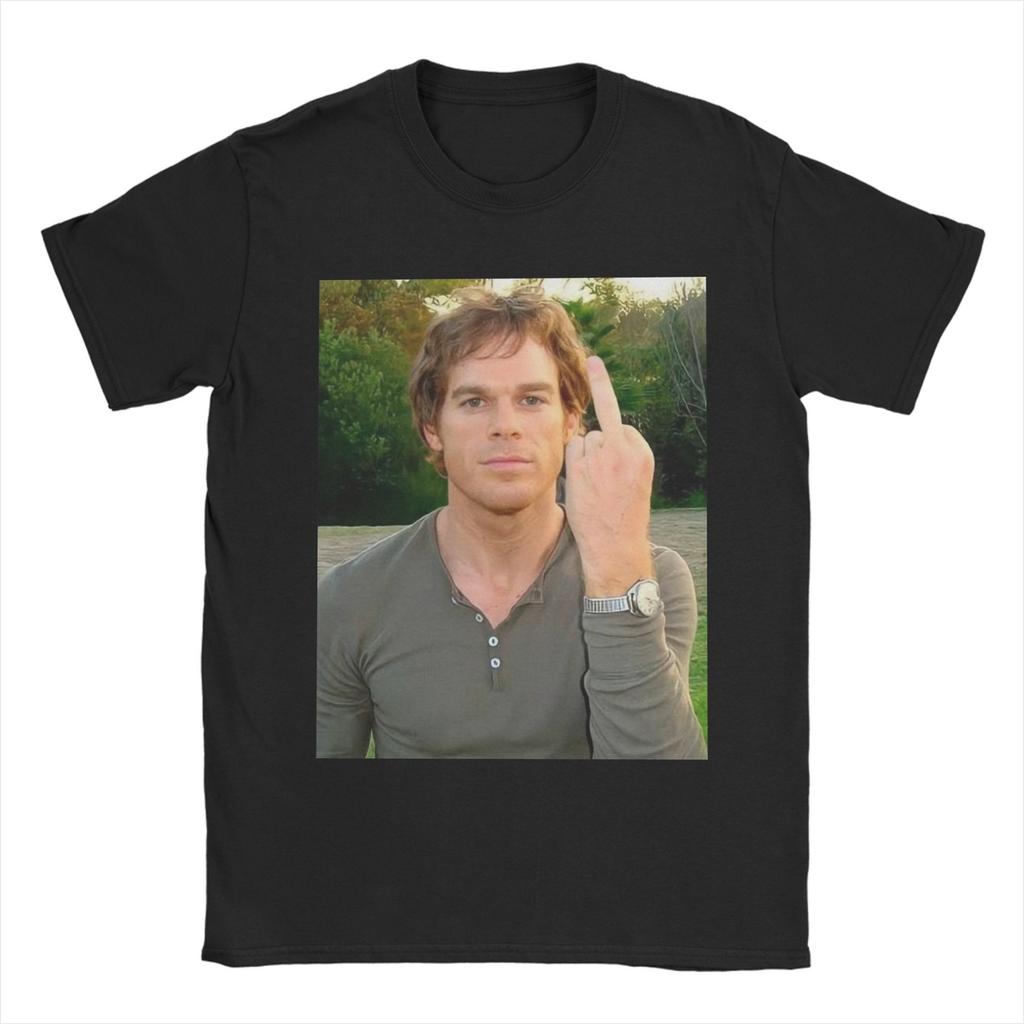 Pánské tričko Dexter Morgan ukazuje prostředníček Novinka Bavlněná trička Krátký rukáv Trička Kulatý výstřih Topy Nadměrná velikost