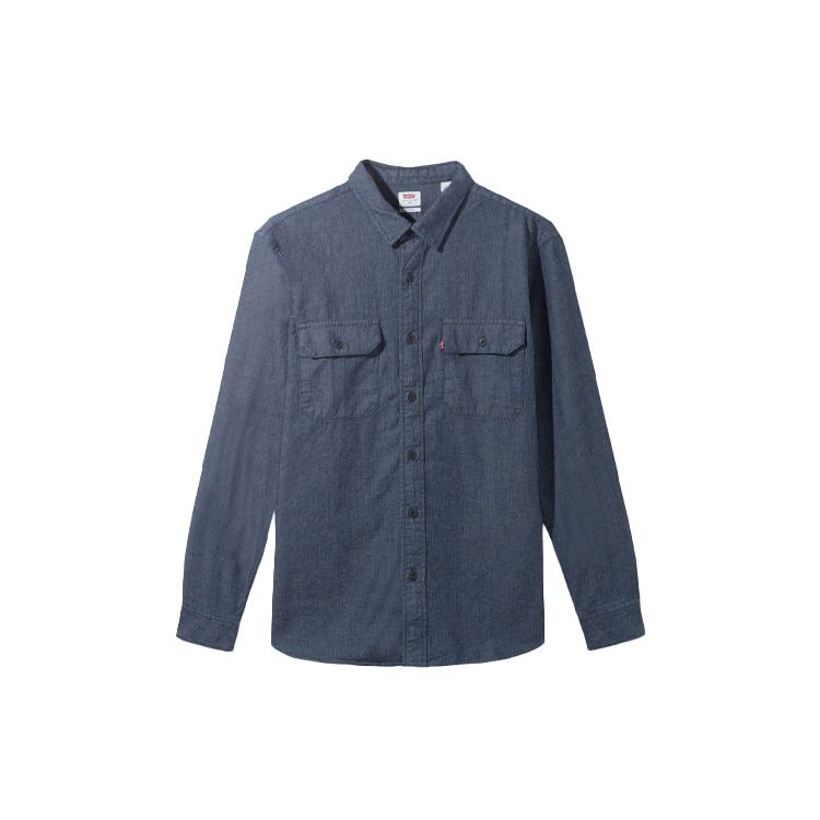 Levis Solid Color Cotton Polo Long Sleeve Denim Jacket Men Jackets Blue 19587-0153
