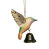 Wood Carving Hummingbird Ornament with Tree Stump/Bell Handcrafted Bird Figurine Statue Sculpture