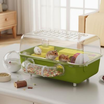 Panoramic View Hamster Cage Running Wheel Double Clear Hamster Luxury Villa Ventilation Plastic Pet Habitat