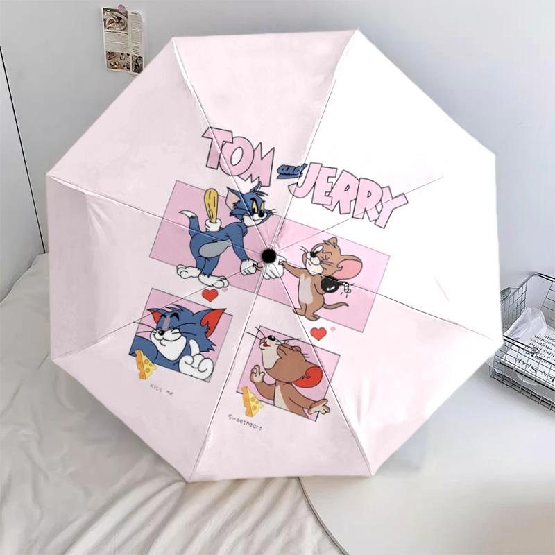 1 Stück Automatischer Faltregenschirm - Cartoon-Muster, Tragbares & Faltbares Design mit 46 Speichen, Weihnachts-Geburtstagsgeschenke