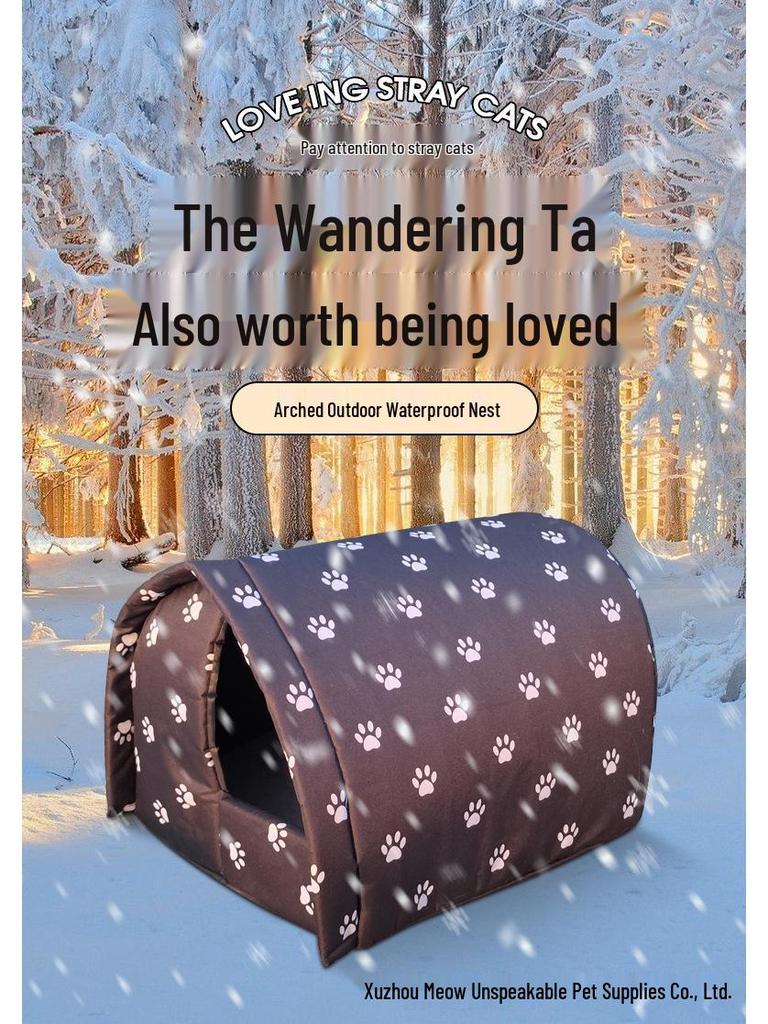 Outdoor Winter Warm Cat & Dog House: Oxford Cloth Shelter with Sun & Rain Protection