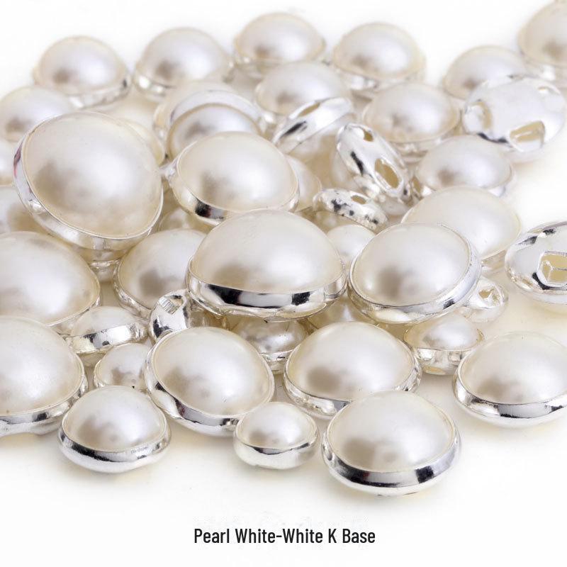 Hand-Sewn High Brightness Half-Surface Flat Bottom Pearl Buttons - Pure White & Beige
