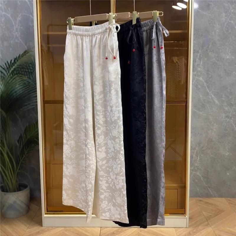 Women's Velvet Pants Spring Loose Fit Straight Leg Casual Pants Wide Leg Trousers Comfortable Relaxed Style Fashionable Casual Wear