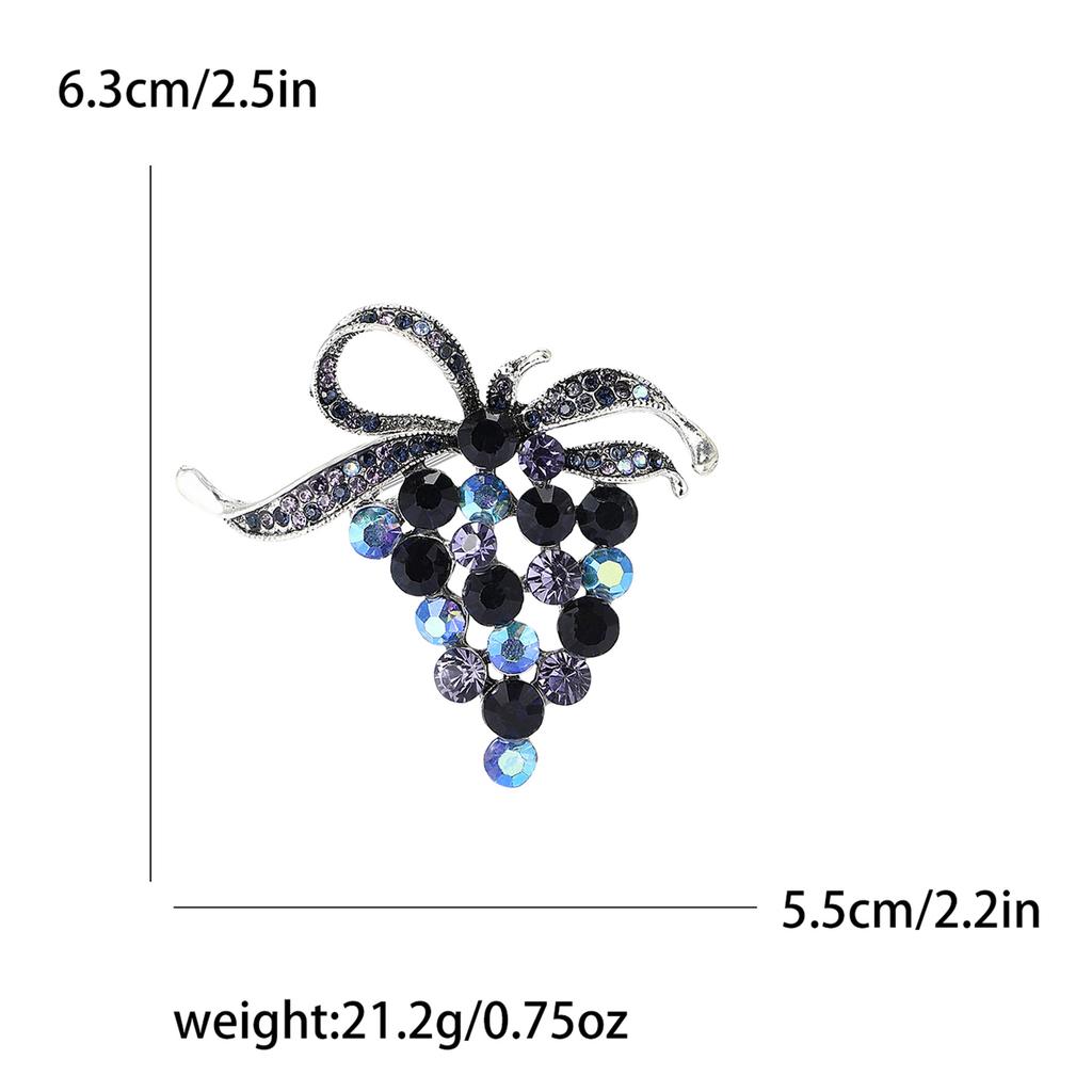 Broșă Strugure Elegantă și Proaspătă din Aliaj cu Strasuri Exquisită și Versatilă pentru Costum Femei, Cardigan, Corsaj, Bijuterie, Ac de Pălărie