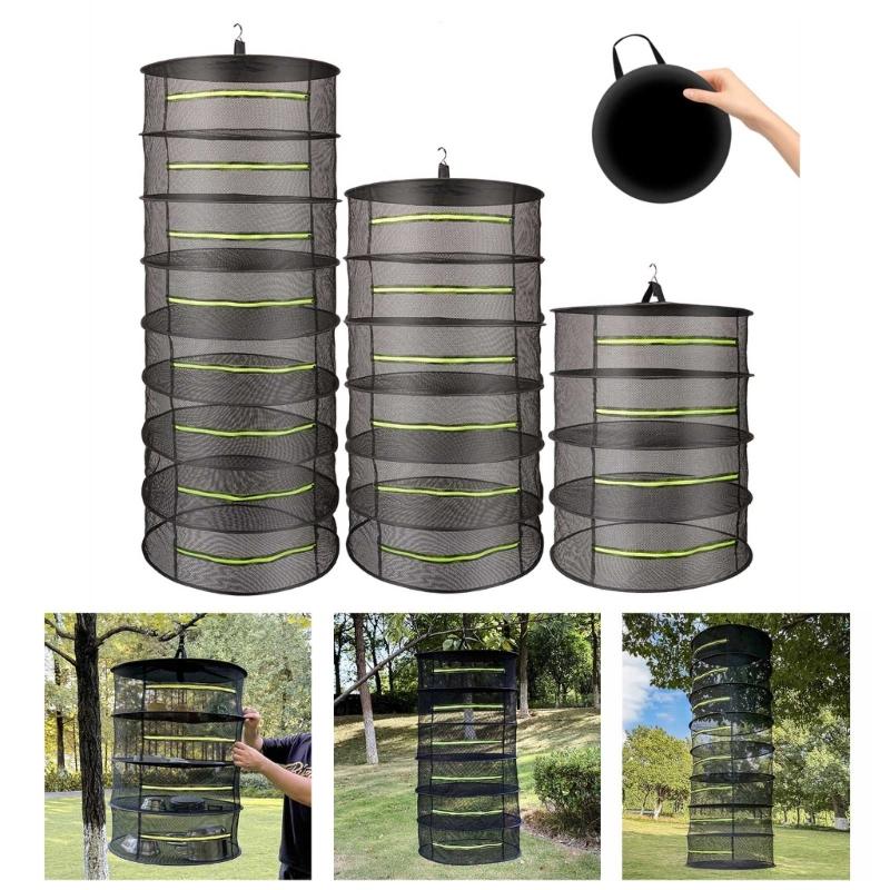 Foldable Ventilated Mesh Organiser With Hanging Hook Rustproof Nylon Designs Rack For Camping Home Storage Solution