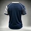 Men's Casual Neck Short Sleeve T-Shirt with Rugby Print, Lightweight Breathable for Everyday Wear