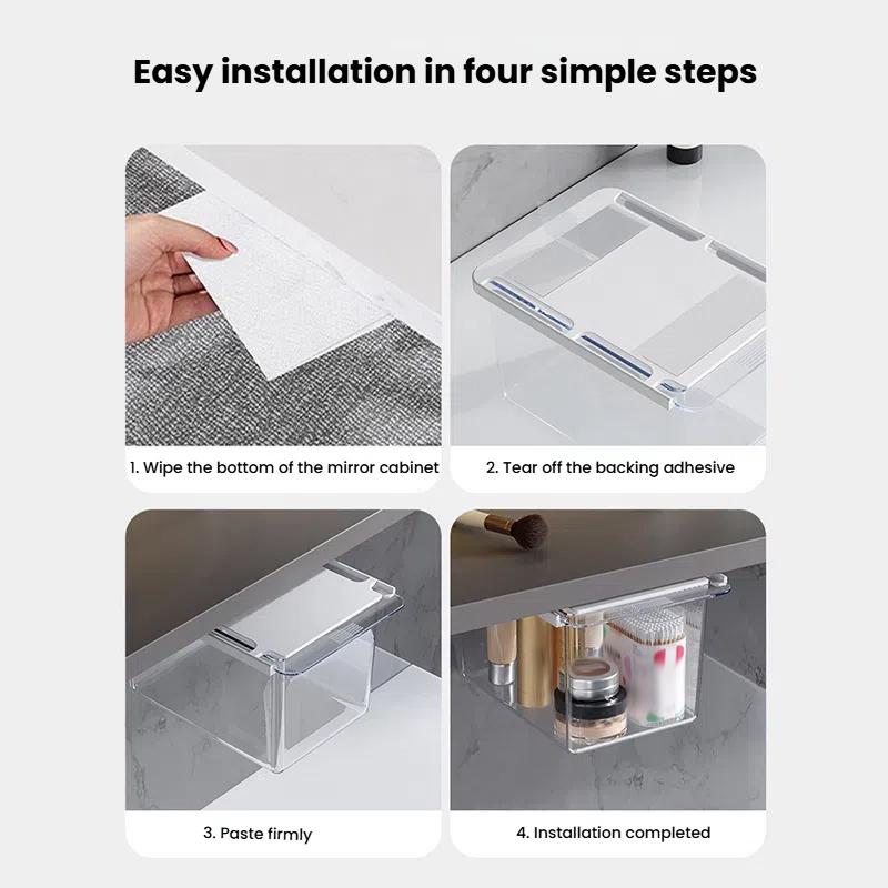 Transparent Bathroom Cotton Stick Makeup Cotton Bathroom Pull-Out Storage Drawer Style Storage Box Under The Mirror Cabinet