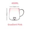 New Transparent Gradient Glass Cup 400mL 3D Love Heart Glass Coffee Mug Large Capacity Couple Pair Cup Home Accessories