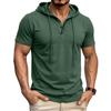 Men’s T-shirts Hooded Short Sleeves Cotton Shirts Fitness Tops Casual Street Punk Hip Hop Style Wear