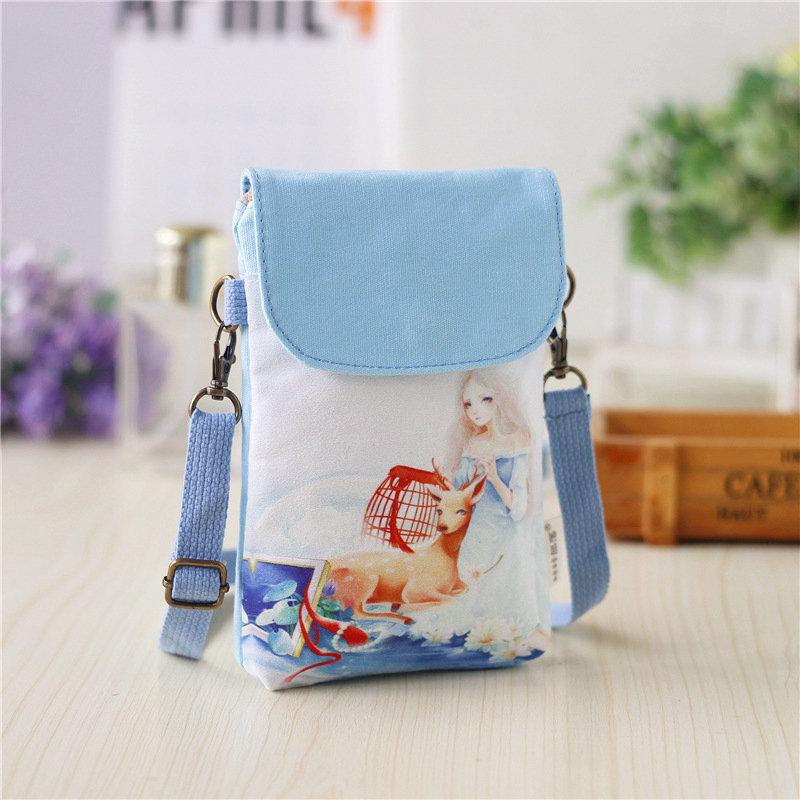 Spring/Summer Fresh Painted Women's Canvas Handbag & Crossbody Phone Bag