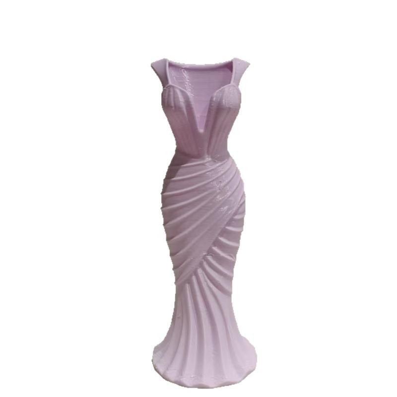 Gown Shaped 3D Printed Flower Vases Twisted Design Minimalist Style Elegant Dress Vase Flower Arrangement Decor