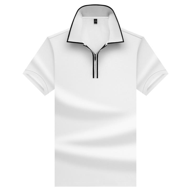 Polo tričko s krátkým rukávem, pánské prodyšné tričko z čisté bavlny, business casual top s límečkem