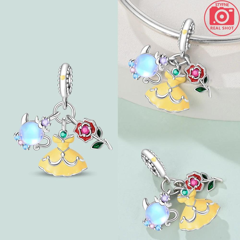 Original Copper Colorful Cute Heart Princess Unicorn Charms Beads Fit Bracelets & Necklace Women Diy Jewelry Making