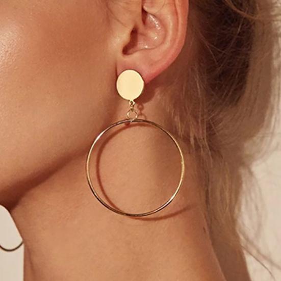 1 Pair Drop Earrings for Women, Large Circle Draped Style Earrings, Small Face Enhancing Earrings for Daily Wear Casual Commuting