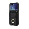 Crossbody Wallet Case for Samsung Galaxy Z Flip 7, with Finger Ring Holder, Wrist Strap, Multiple Card Slots, Stand Flip Cover