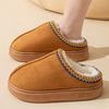 2024 Women's Solid Color Suede Velvet Splice Non-Slip Warm Home Slippers