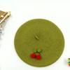 Women's Beret Handmade DIY Fruit Green Apple Painter Hat Cute Girl Little Leaf Woolen Hat Autumn and Winter Outdoor Warm Beanie