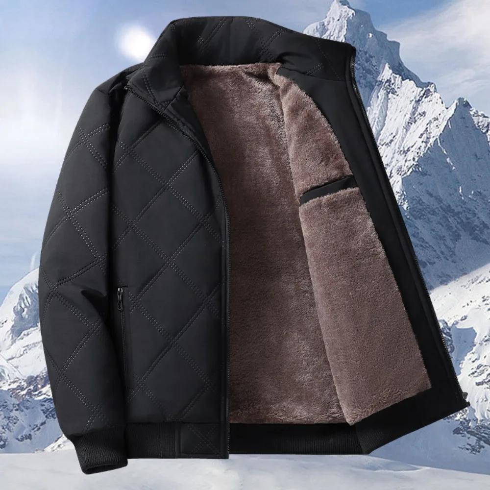 

Зимние куртки мужские парки теплая флисовая куртка с воротником-стойкой утепленная мужская повседневная зеленая куртка на молнии верхняя одежда на осень-зиму S чёрный