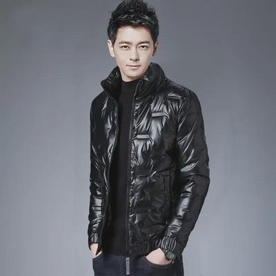 Lesklá tenká péřová bavlněná pánská zimní bunda s krátkým stojáčkem, nový korejský styl, moderní a teplá