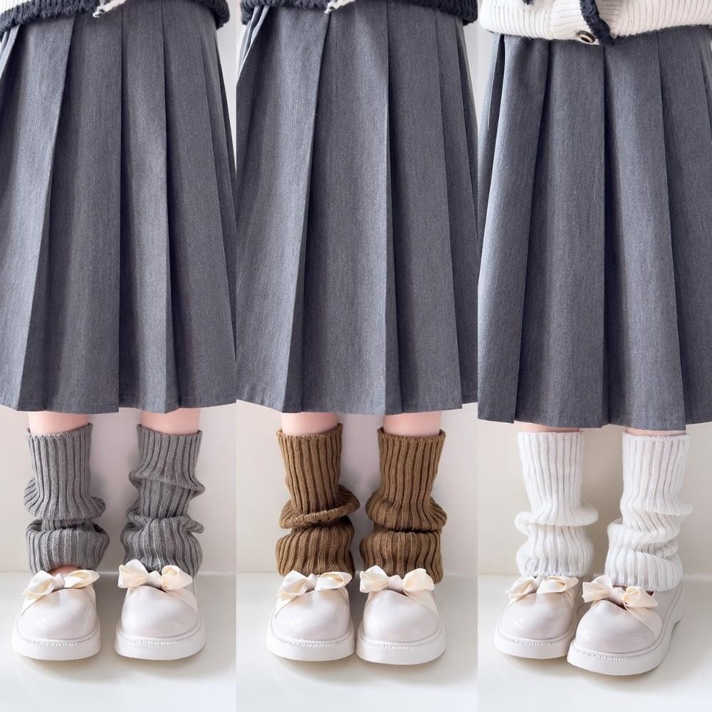 1 Pair Keep Warm Ribbed Leg Warmers Windproof Boot Cuffs Cute Knitted Foot Cover  Kids Girls