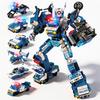 Superheld Mecha Stein Spielset 6in1 Verwandlungs Roboter Stein Spielset Auto Stein Spielset Spielset DIY Kinder Weihnachtsfeiertagsgeschenk