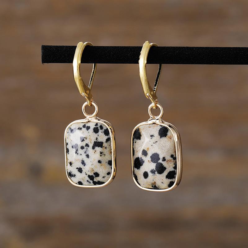 

Natural Turquoise Geometric Rectangle French Ear Hook Earrings Earrings Earrings Light Luxury Jewelry