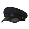 Unisex Cycling Caps PU Leather Hat Autumn Sailor Hat for Women Men Men Black Female Travel Student Hat Captain Hat Flat Top