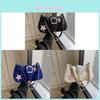 Canvas Star Pattern Crossbody Bag With Chain Strap For Casual Outings