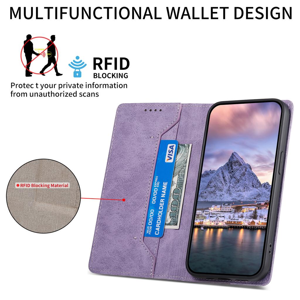 For iPhone 17 Pro Wallet Case RFID Blocking PU Leather Phone Cover