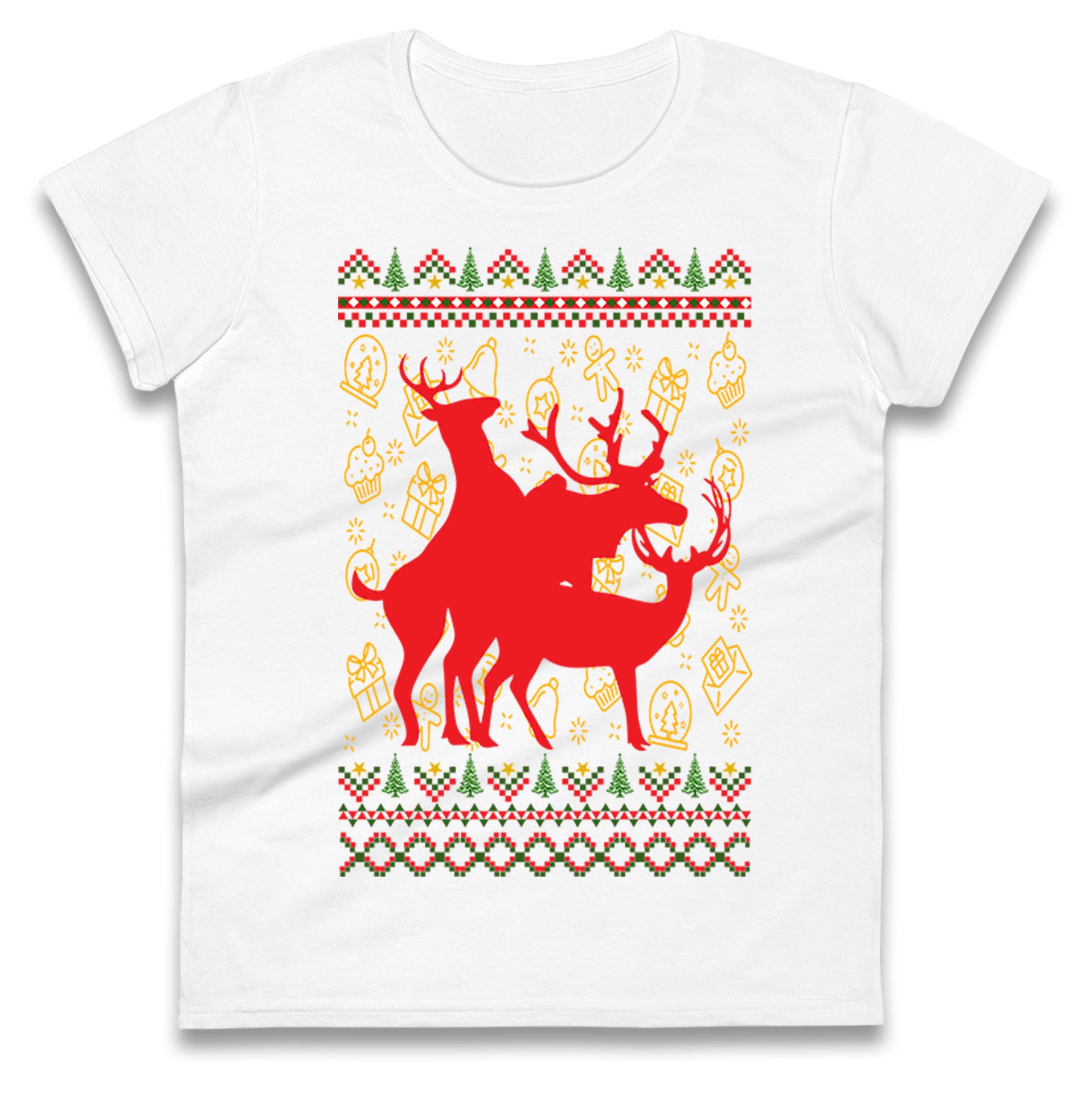 Reindeer Making Fun Christmas Womens T Shirt Mens Tops Tees Unisex S