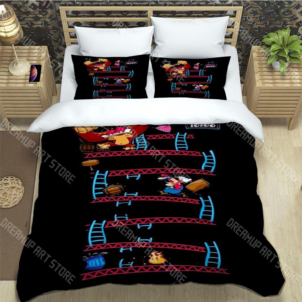 

Creative Switch Game Trendy Print Three-piece Set Suitable for Kids or Adults Quilt Cover Pillowcase Bedding Set Birthday Gift EU Single 90x200cm