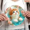 Vintage Cat Metal Sign 8 Inch Round Wall Art Cute Ginger Kitten Bubble Bath Pink Roses Turquoise Bubbles Home Decor