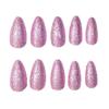 Stylish Pink & Purple Glitter Long Almond Nail Art Set - 24 Pieces
