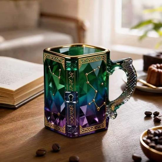 Yousheng Magic Constellation Glass Mug, 330ml Zodiac Coffee Cup with Heat Reveal Design, Starry Night Water Glass for Home