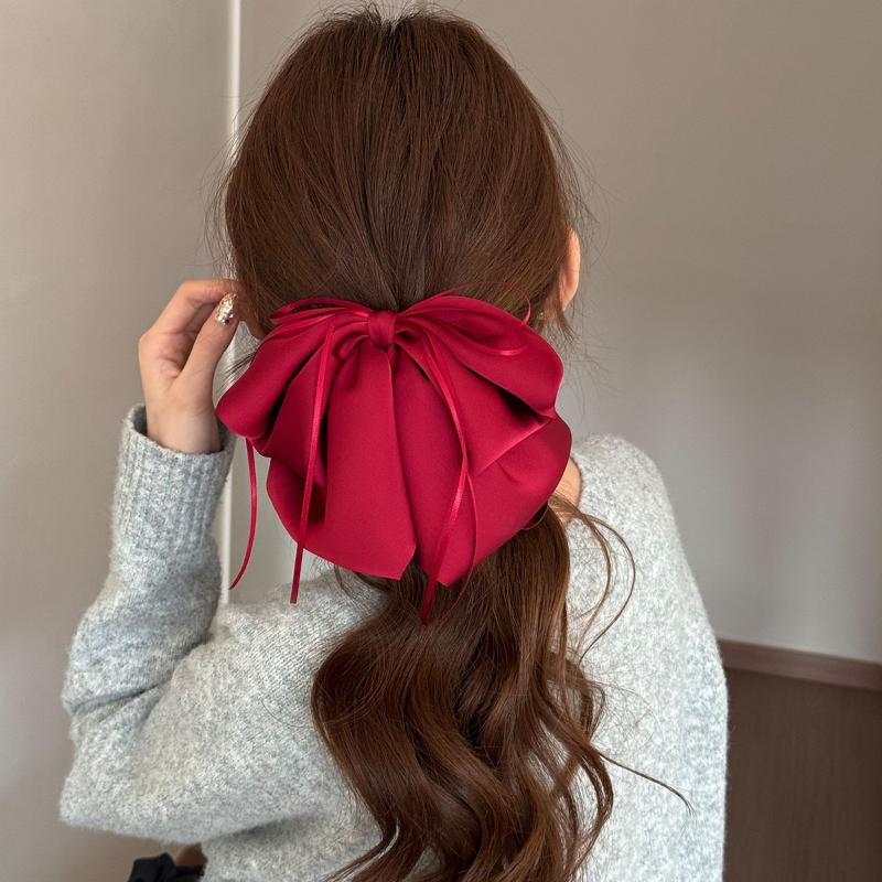 Korean Black Red Pearl Bow Hair Clips Shark Hair Claw Clip Hairpins Spring Clip  Ponytail Barrettes Hair Accessories