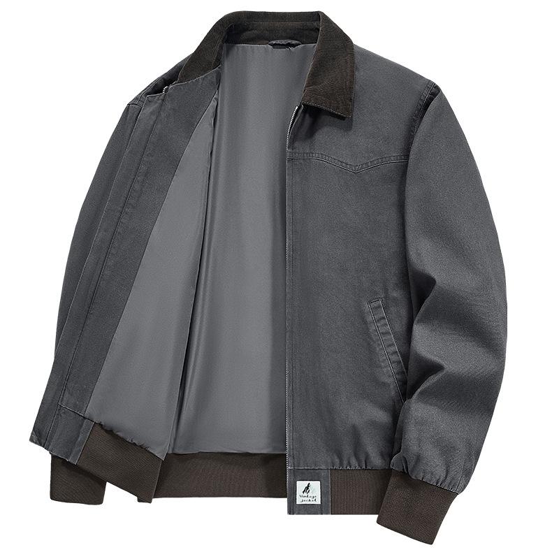 Thin Jacket, Loose Clothes, Large Size Top, Spring and Autumn Young Men's Lapel Wash Tooling Jacket