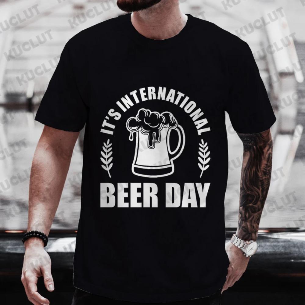Men's T-shirts International Beer DAY Graphic Y2k Clothes Summer Short Sleeve Tees Friends Drinking Party Matching Streetwear