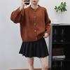 Autumn and winter new round neck loose lazy wind knitted cardigan solid color retro sweater jacket women