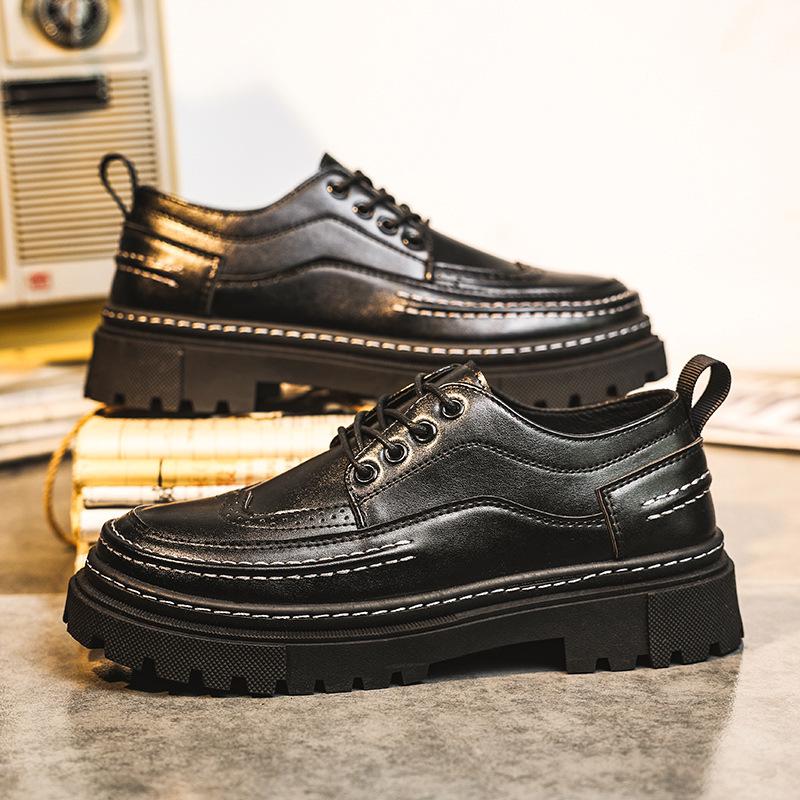 Men's Retro Leather Martin Boots: High-Quality, Low-Top Casual Shoes with Thick Soles