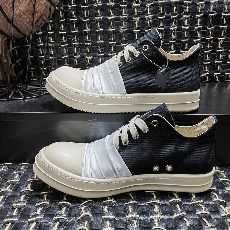 22 Large Low-Top Canvas Casual Student Thick-Soled Black & White Lace-up Couple Shoes 41 Male