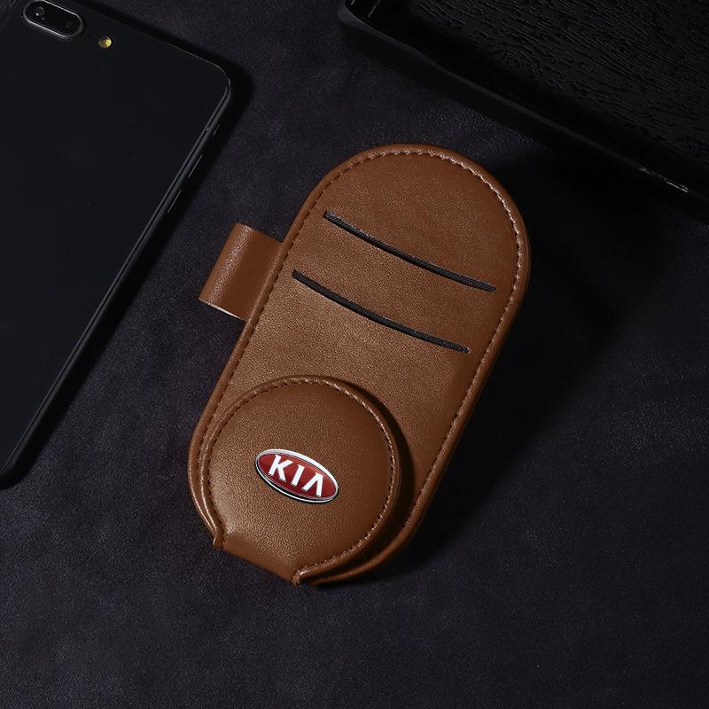 1pcs 2025 Fashion New Leather Car Glasses Clip Sun Visor Multi-function Sunglasses Clip For KIA Cerato Sportage R K2 K3 K5 Sorento Sportage R Rio Soul