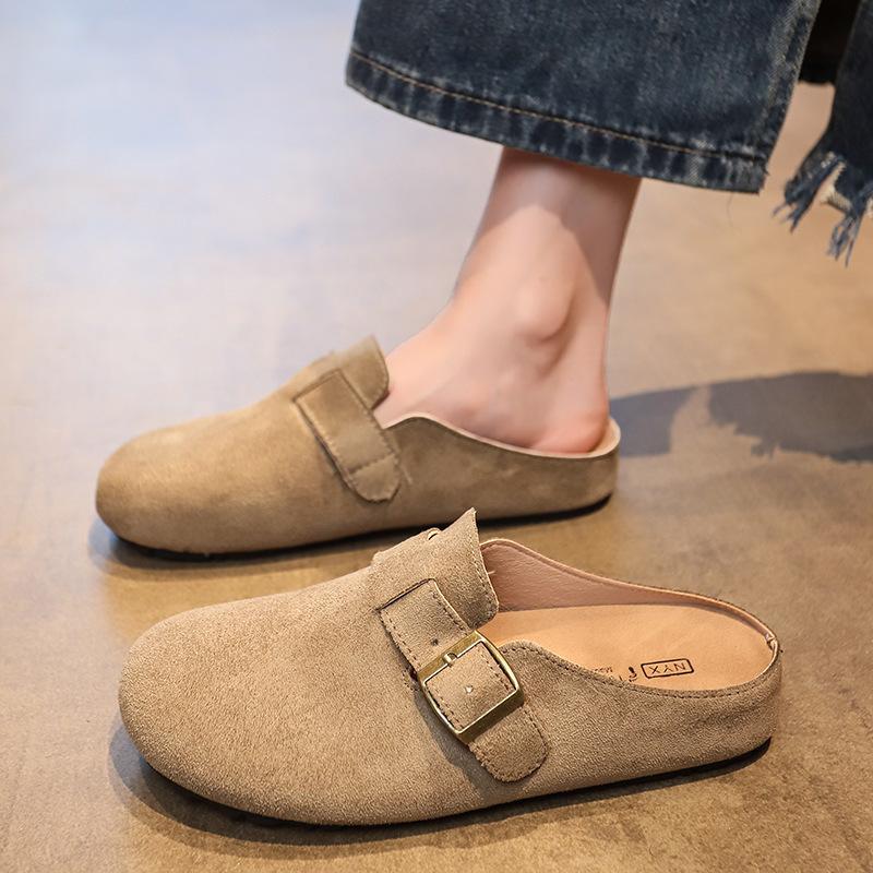 Wear Boken inner pedal retro outer drag women's summer half-care shoes to increase the height of Birken shoes bag head semi-new lazy sandals