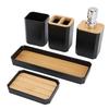 Bathroom Accessories Set Bath Ensemble Set with Toothbrush Holder Cup Lotion Bottles Soap Dish Tray