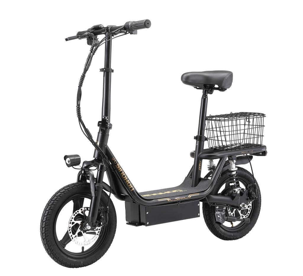 SK14 Faltbarer E-Scooter für Erwachsene – 250W Motor, 14" Reifen, Akku mit großer Reichweite, Doppelte Bremsen & Korb
